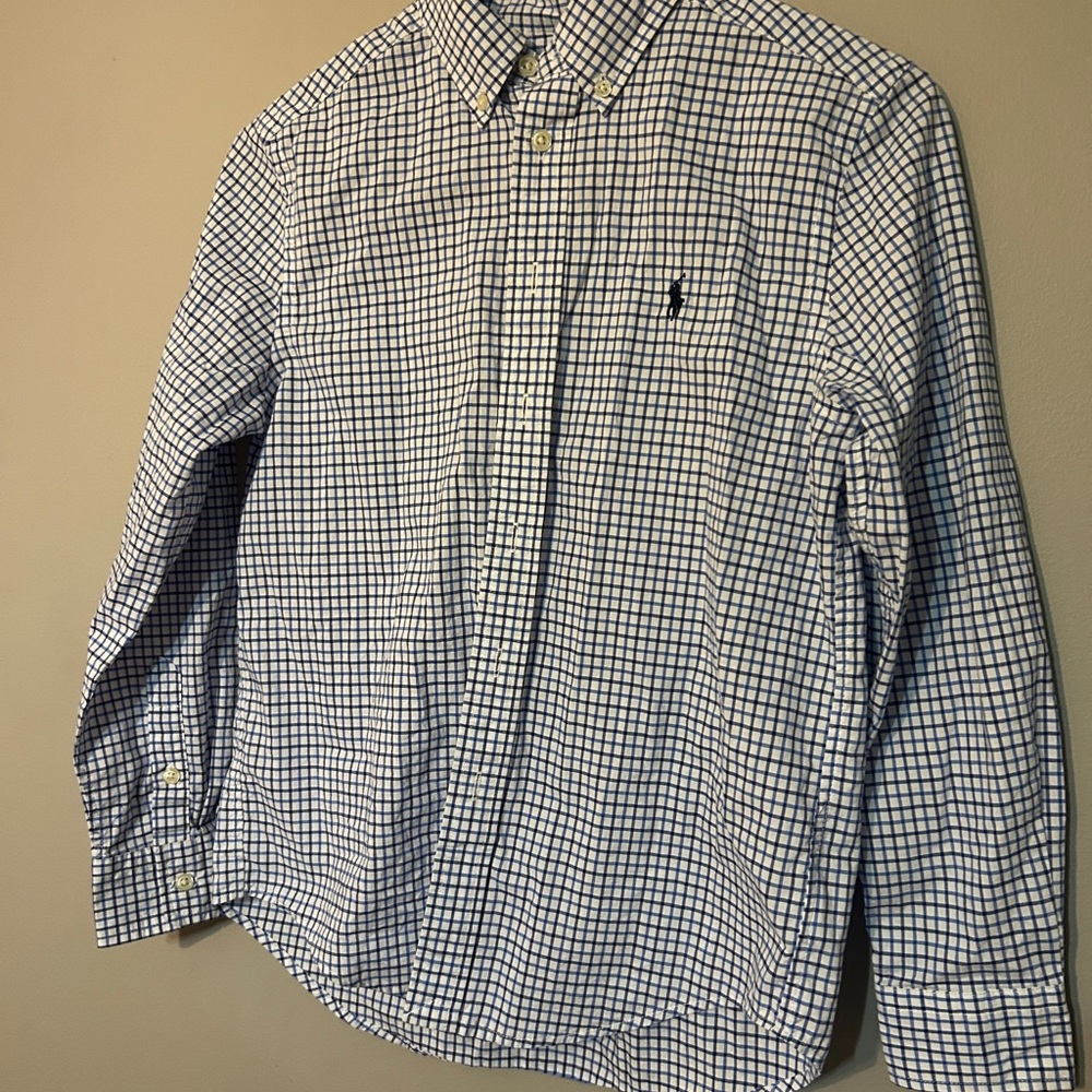 Boys Ralph Lauren Navy and White Plaid Shirt